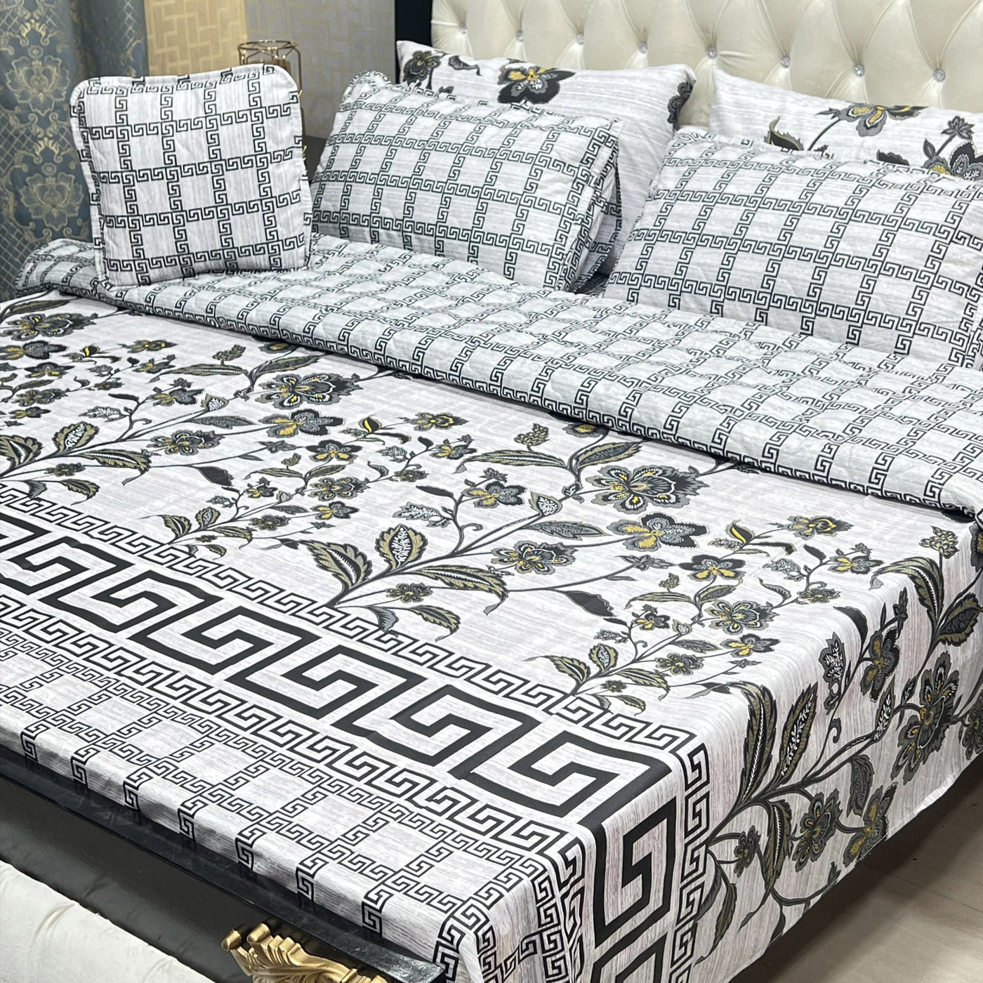 7Pc Printed Comforter Set Bed Sheet | 11 Colors | IZM