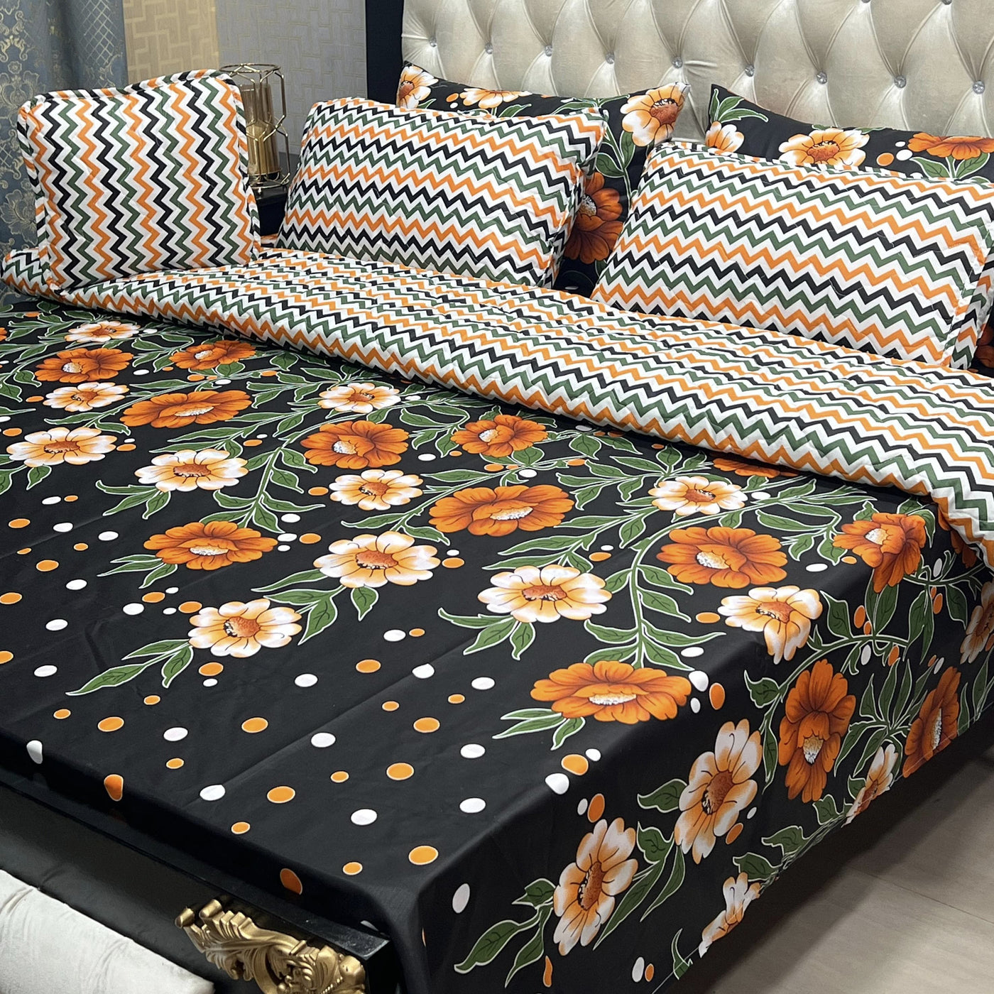 7Pc Printed Comforter Set Bed Sheet | 11 Colors | IZM