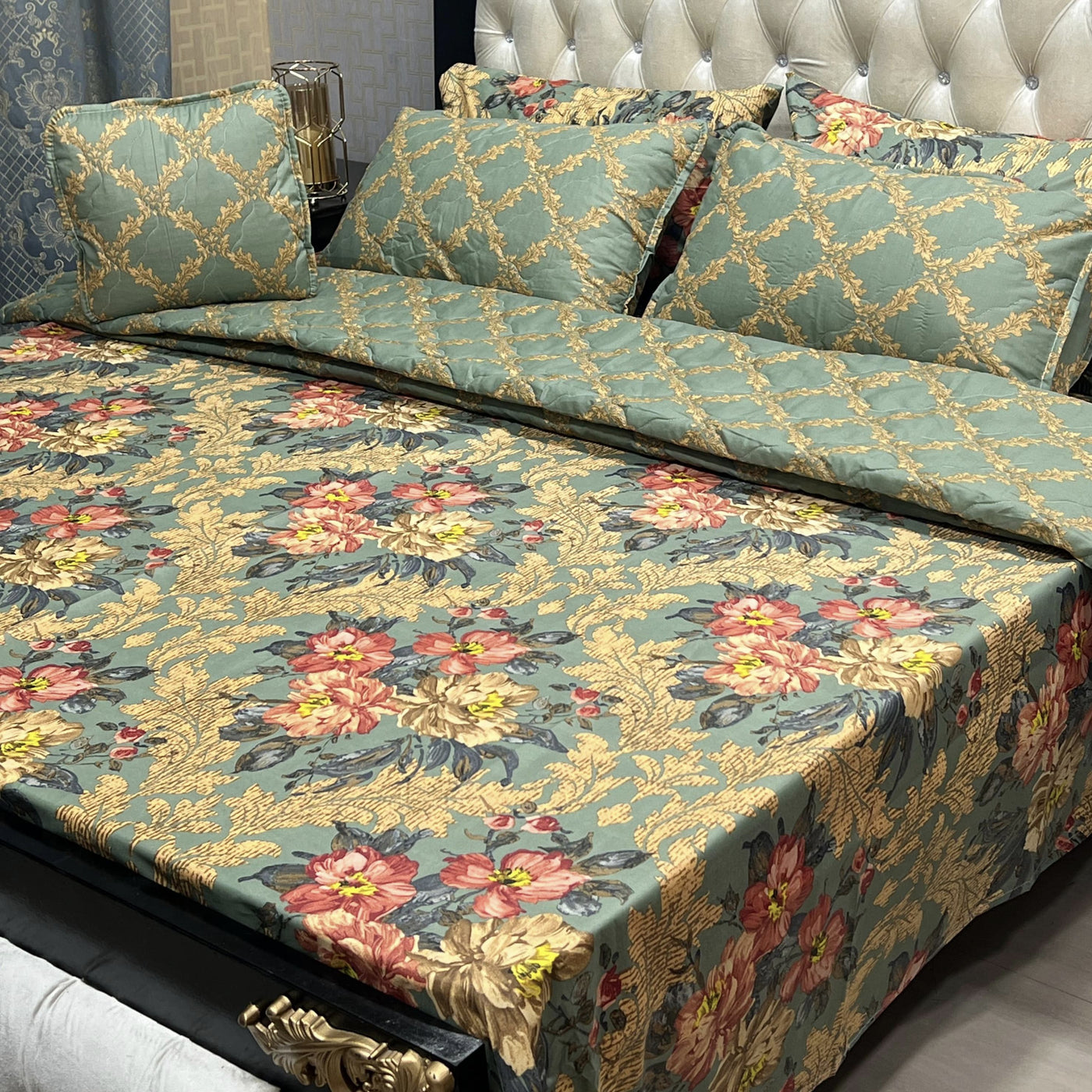 7Pc Printed Comforter Set Bed Sheet | 11 Colors | IZM
