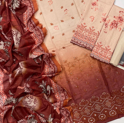 🍂BinSaeed Luxury Collection🍂  Luxury Embroidered 3-Piece (Copy)
